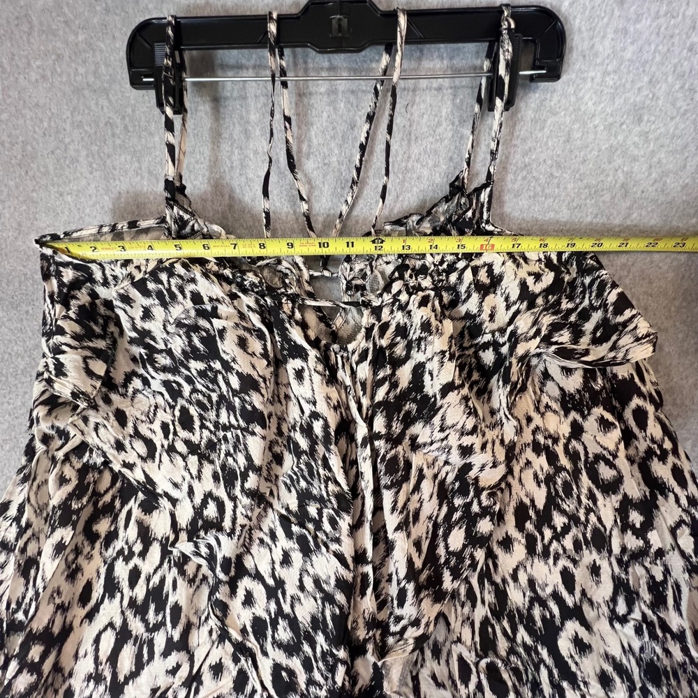Anthropologie Midi Dress Women XS Black White Animal Print Strappy Boho Slit - Picture 9 of 12